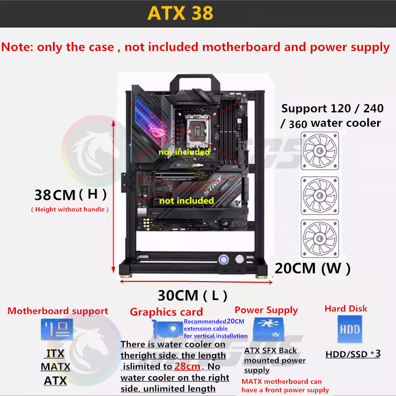 MOD ATX Open PC Case Frame For - Pc Gaming Center 评论和价格