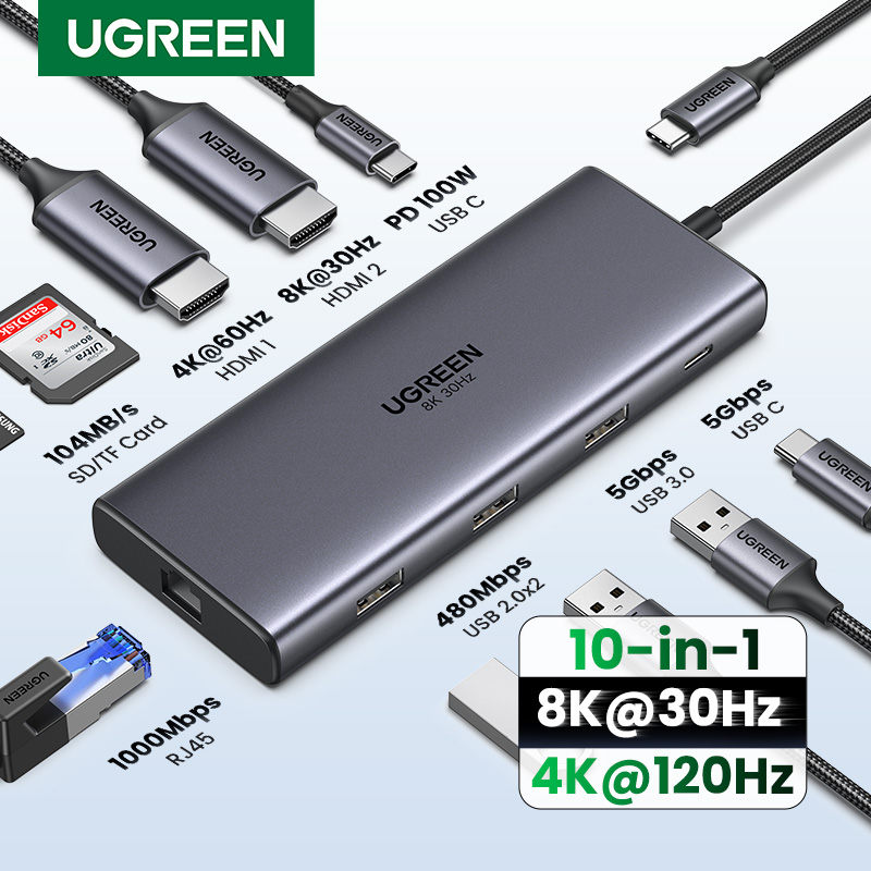 UGREEN Dual HDMI USB-C HUB 8K  - Usb Hub Gaming 评论和价格