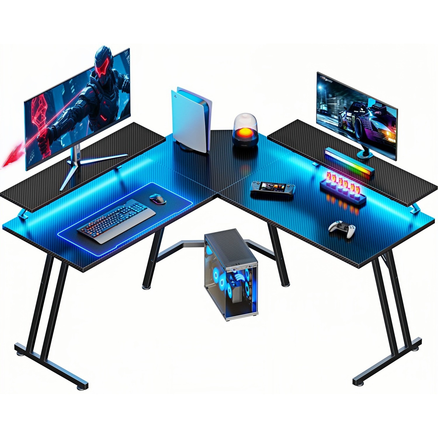 L-Shaped Gaming Desk with LED  - Pc Gaming Center 评论和价格