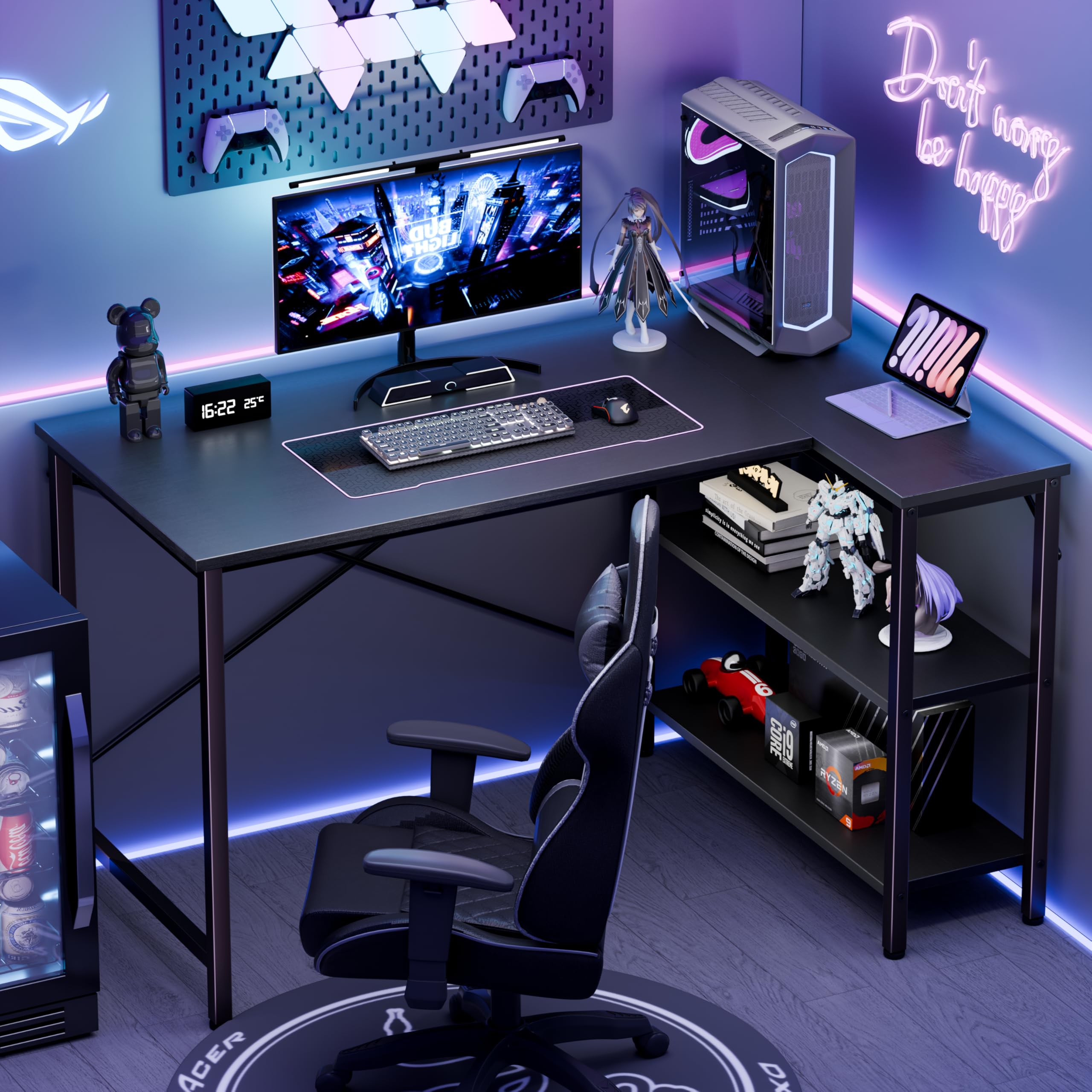 JHK L Shaped Desk 47 Inch Comp - Pc Gaming Center 评论和价格