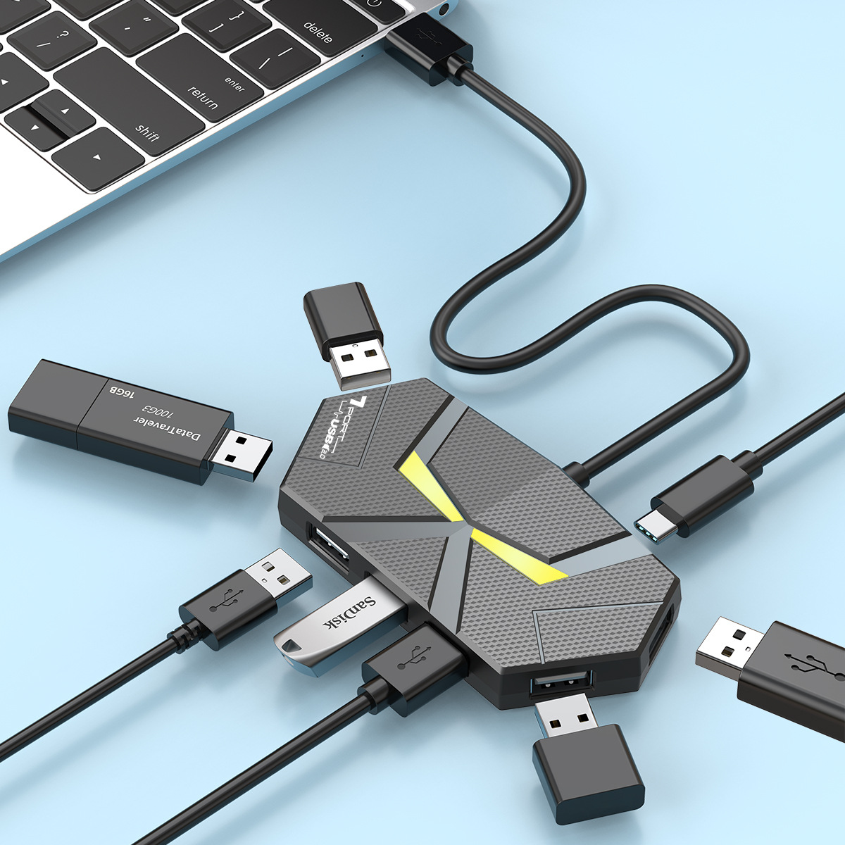 0.6CM/1.2M HUB 7-port Compatib - Usb Hub Gaming 评论和价格