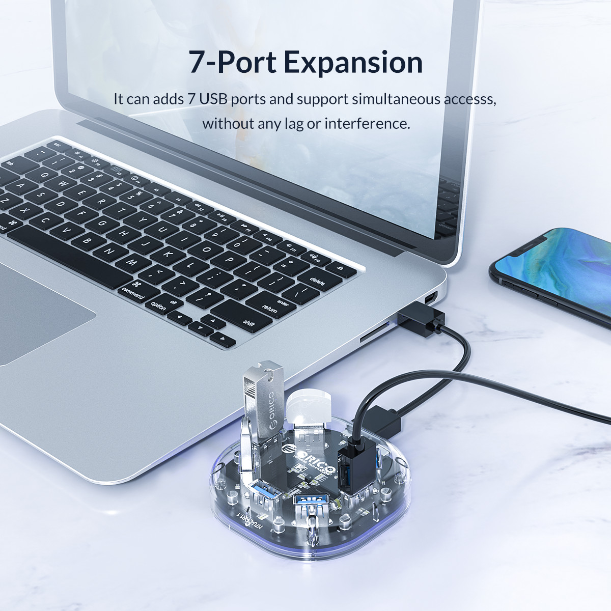 ORICO H7U Transparent USB Hub  - Usb Hub Gaming 评论和价格