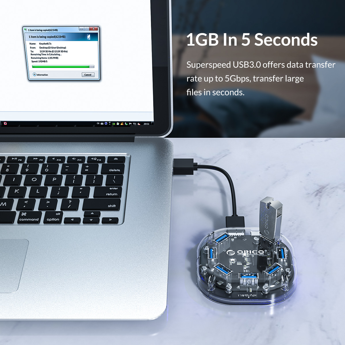 ORICO H7U Transparent USB Hub  - Usb Hub Gaming 评论和价格